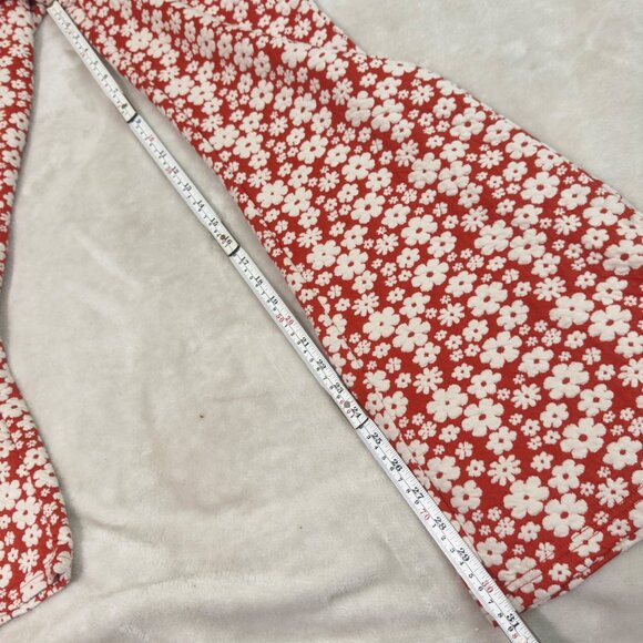 Floral Red & White Bootcut Pants By Forever 21 Size Medium elastic waist women - Picture 3 of 11